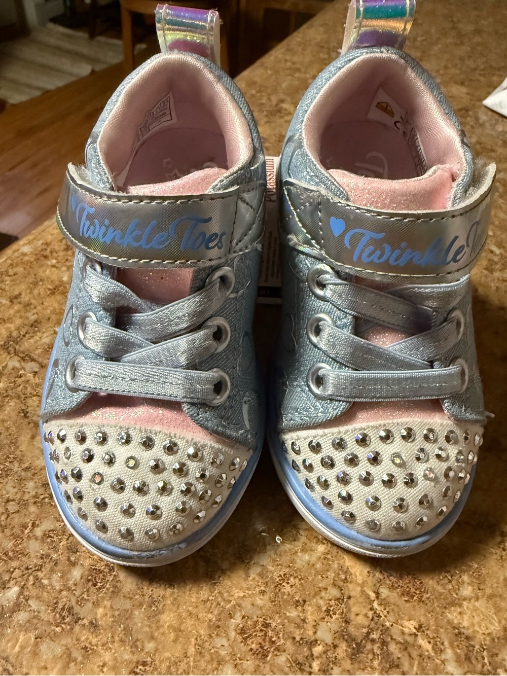 Girls' Light Blue and Pink Sparkle Sneakers by Skechers